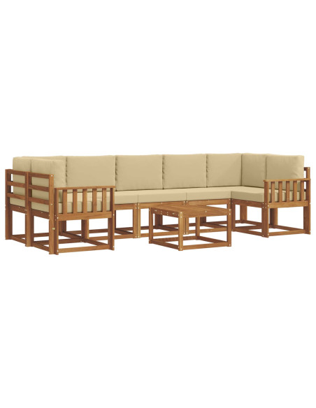 Set di divani da esterno con cuscino 8 pcs Naturale e Beige