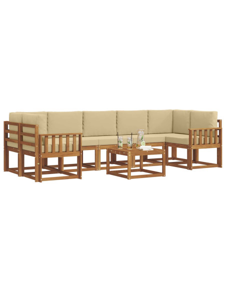 Set di divani da esterno con cuscino 8 pcs Naturale e Beige