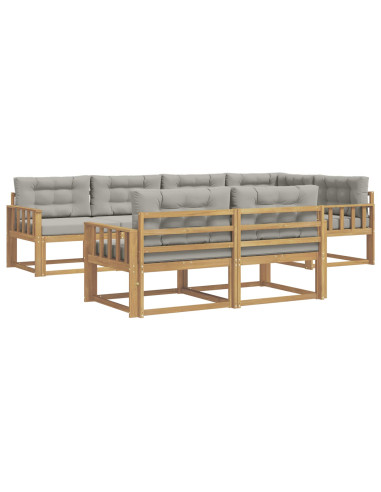 Set di divani da esterno 6 pcs Bianco e Grigio Chiaro