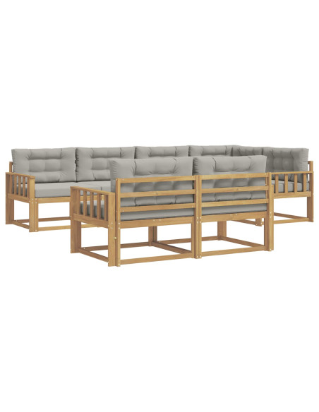 Set di divani da esterno 6 pcs Bianco e Grigio Chiaro