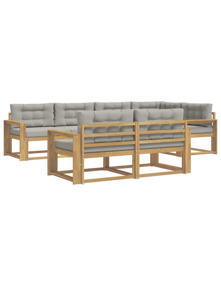 Set di divani da esterno 6 pcs Bianco e Grigio Chiaro