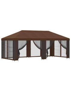 Gazebo con pareti laterali 6 x 3 m Marrone Poliestere e Acciaio 2