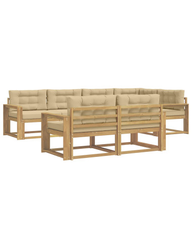 Set di divani da esterno 6 pcs Bianco e Beige Poliestere