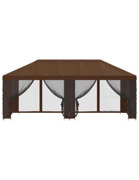 Gazebo con pareti laterali 6 x 3 m Marrone Poliestere e Acciaio