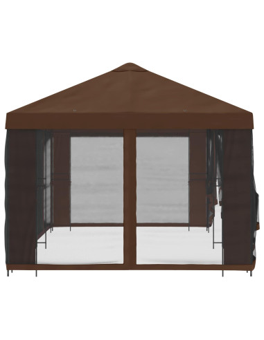 Gazebo con pareti laterali 6 x 3 m Marrone Poliestere e Acciaio
