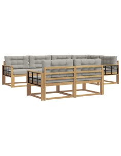Set di divani da esterno 6 pcs Bianco e Grigio Chiaro 2