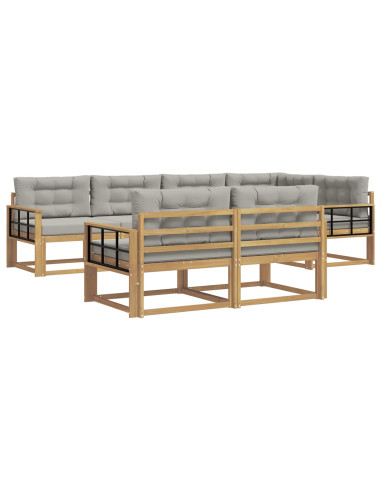 Set di divani da esterno 6 pcs Bianco e Grigio Chiaro