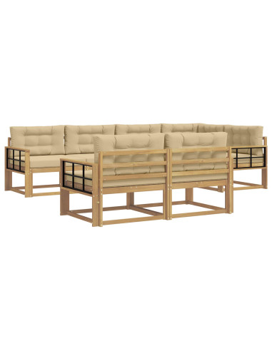 Set di divani da esterno 6 pcs Bianco e Beige Poliestere