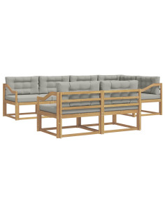 Set di divani da esterno 6 pcs Bianco e Grigio Chiaro 2