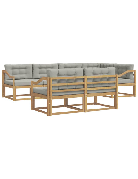 Set di divani da esterno 6 pcs Bianco e Grigio Chiaro