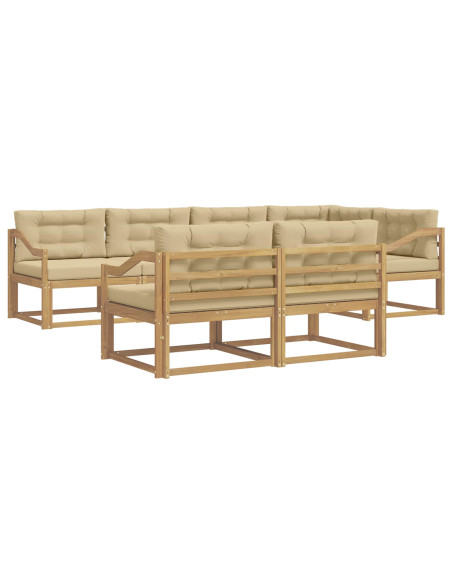 Set di divani da esterno 6 pcs Bianco e Beige Poliestere