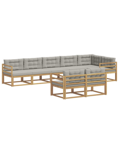 Set di divani da esterno 6 pcs Bianco e Grigio Chiaro