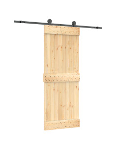 Porta scorrevole Naturale e Nero 80 x 210 cm 2