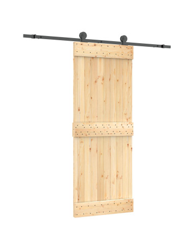 Porta scorrevole Naturale e Nero 80 x 210 cm