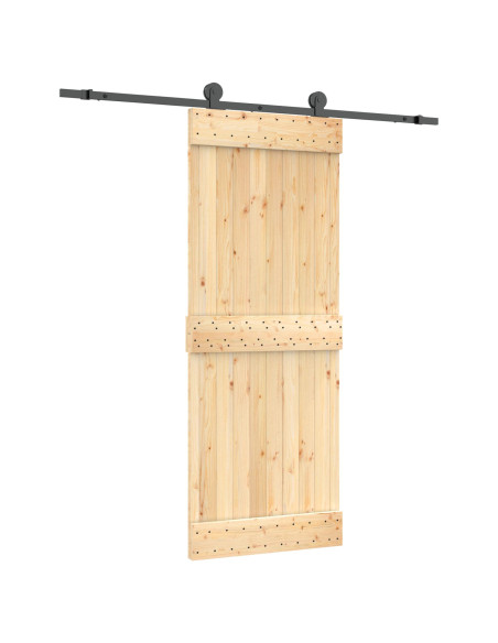 Porta scorrevole Naturale e Nero 80 x 210 cm