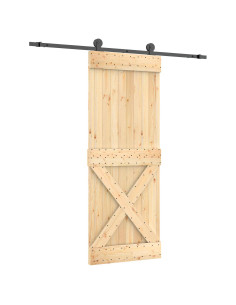 Porta scorrevole Naturale e Nero 80 x 210 cm 2