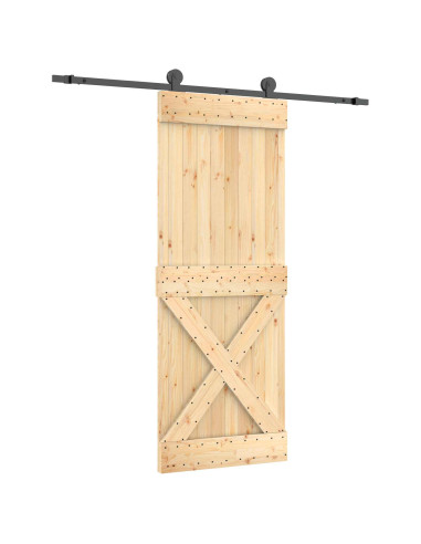 Porta scorrevole Naturale e Nero 80 x 210 cm