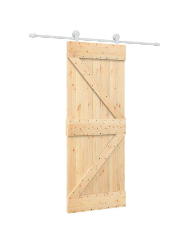 Porta scorrevole Naturale e Bianco 80 x 210 cm