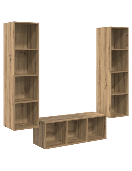 Set mobile TV 3 pcs Rovere artigianale Legno multistrato