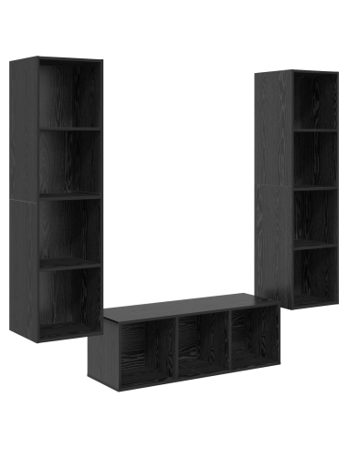 Set mobile TV 3 pcs Rovere Nero Legno multistrato
