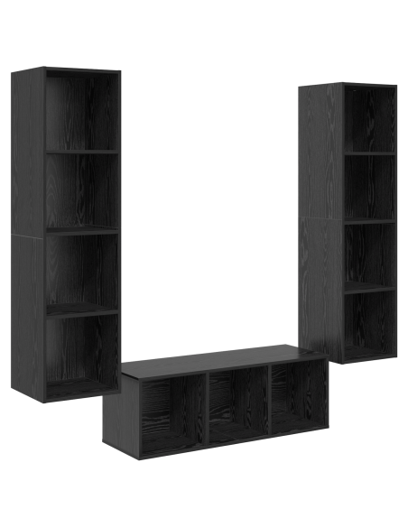 Set mobile TV 3 pcs Rovere Nero Legno multistrato