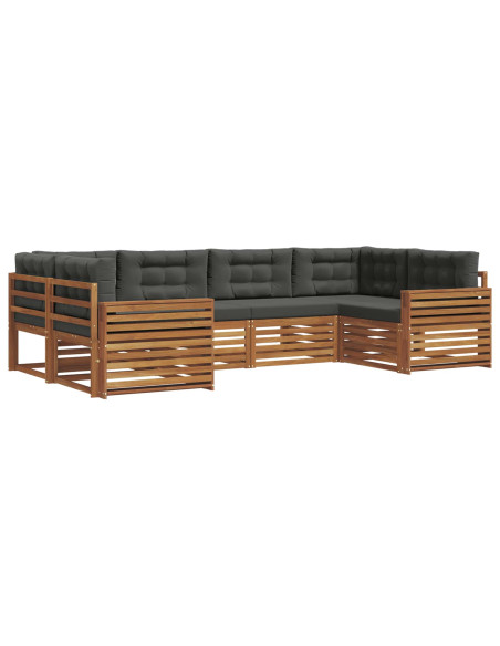 Set di divani da esterno con cuscino 6 pcs Naturale e Antracite