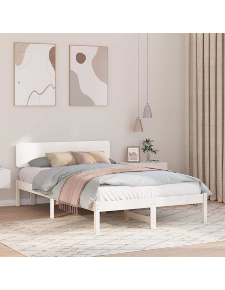 Struttura del letto Bianco 140 x 190 cm Pino massello