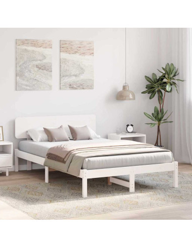 Struttura del letto Bianco 135 x 190 cm Pino massello