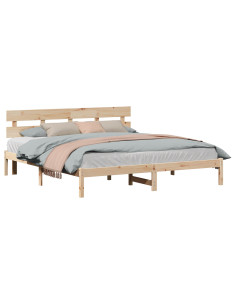 Struttura del letto Marrone 180 x 200 cm Legno massello di pino 2