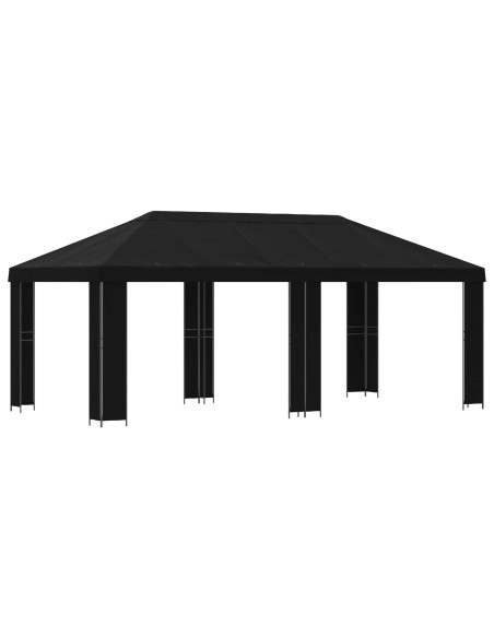 Gazebo da giardino 6 x 3 m Nero Poliestere e Acciaio 190