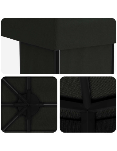 Gazebo da giardino 6 x 3 m Nero Poliestere e Acciaio 190