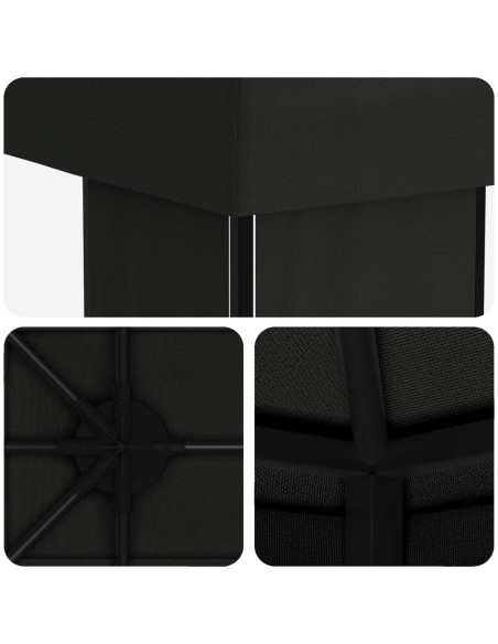 Gazebo da giardino 6 x 3 m Nero Poliestere e Acciaio 190