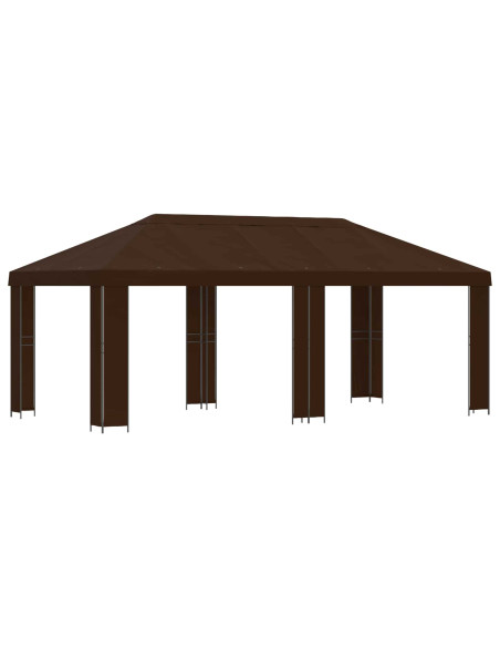 Gazebo da giardino 6 x 3 m Marrone Poliestere e Acciaio 190