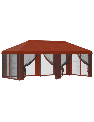 Gazebo con pareti laterali 6 x 3 m Terracotta