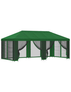 Gazebo con pareti laterali 6 x 3 m Verde Poliestere e Acciaio 2