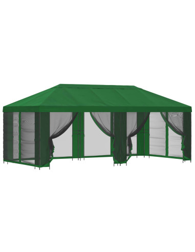 Gazebo con pareti laterali 6 x 3 m Verde Poliestere e Acciaio