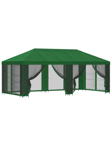 Gazebo con pareti laterali 6 x 3 m Verde Poliestere e Acciaio