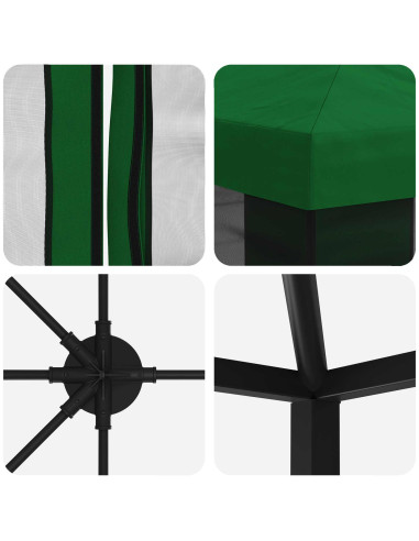 Gazebo con pareti laterali 6 x 3 m Verde Poliestere e Acciaio