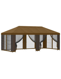 Gazebo con pareti laterali 6 x 3 m Tortora Poliestere e Acciaio 2