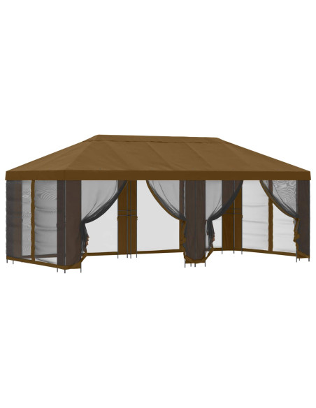 Gazebo con pareti laterali 6 x 3 m Tortora Poliestere e Acciaio
