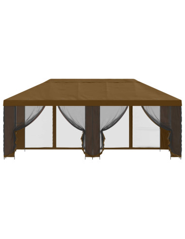 Gazebo con pareti laterali 6 x 3 m Tortora Poliestere e Acciaio