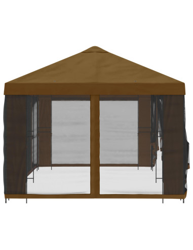 Gazebo con pareti laterali 6 x 3 m Tortora Poliestere e Acciaio