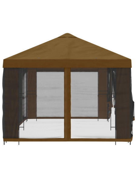 Gazebo con pareti laterali 6 x 3 m Tortora Poliestere e Acciaio