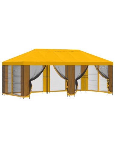 Gazebo con pareti laterali 6 x 3 m Giallo Poliestere e Acciaio