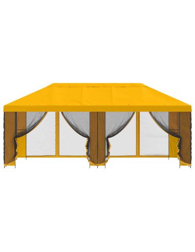 Gazebo con pareti laterali 6 x 3 m Giallo Poliestere e Acciaio