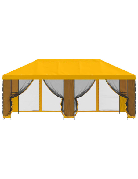 Gazebo con pareti laterali 6 x 3 m Giallo Poliestere e Acciaio