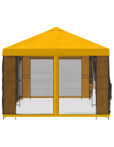 Gazebo con pareti laterali 6 x 3 m Giallo Poliestere e Acciaio