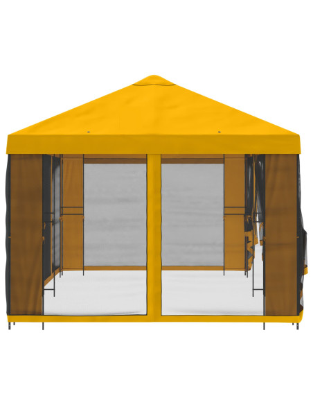 Gazebo con pareti laterali 6 x 3 m Giallo Poliestere e Acciaio