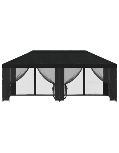 Gazebo con pareti laterali 6 x 3 m Nero Poliestere e Acciaio