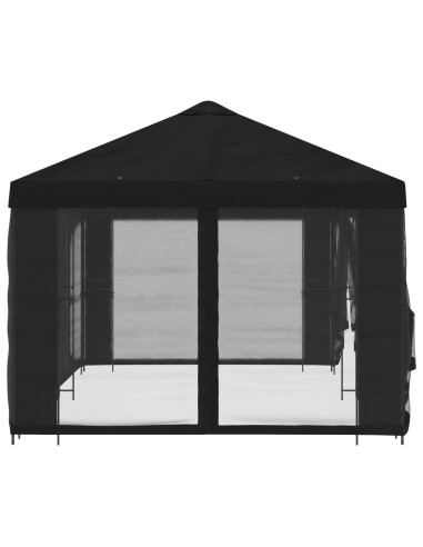 Gazebo con pareti laterali 6 x 3 m Nero Poliestere e Acciaio